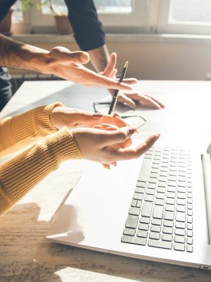 team working in computer in office