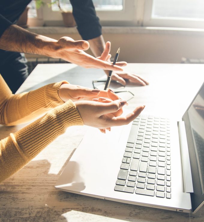 team working in computer in office